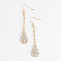 Dangle Earrings Kara Pave Crystal Gold Teardrop