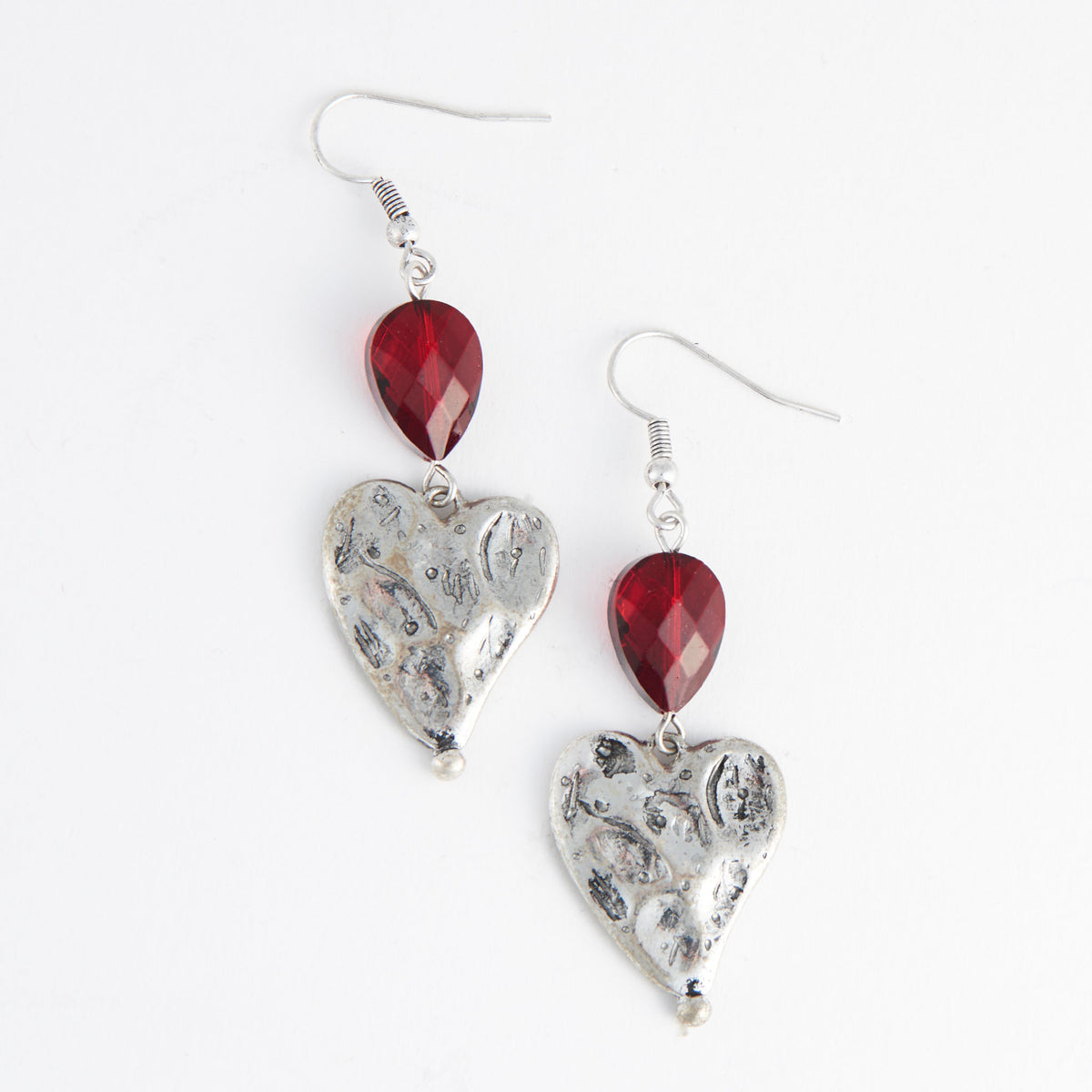 Drop Earrings Wild Spirit Western Hammer Textured Heart