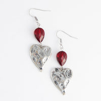 Drop Earrings Wild Spirit Western Hammer Textured Heart