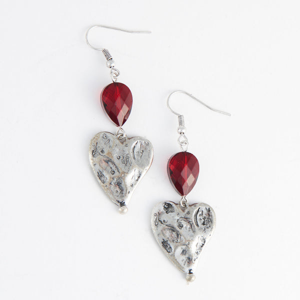 Drop Earrings Wild Spirit Western Hammer Textured Heart