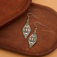 Drop Earrings Wild Spirit Western Silver Textured Rhombus