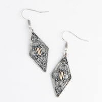 Drop Earrings Wild Spirit Western Silver Textured Rhombus