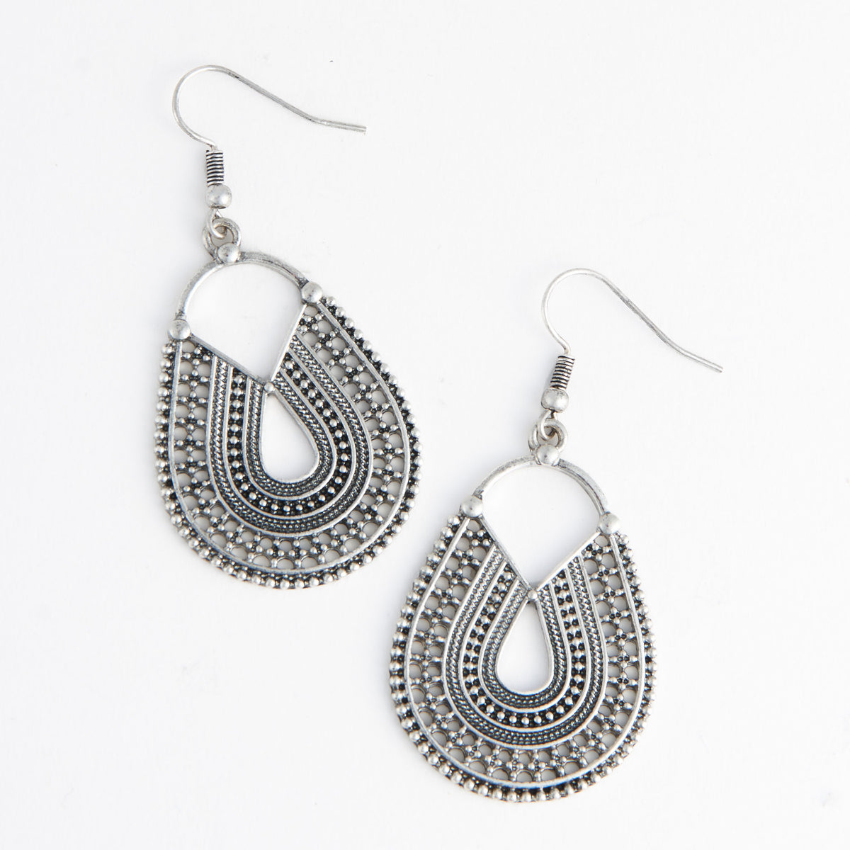 Drop Earrings Wild Spirit Western Silver Textured Curved