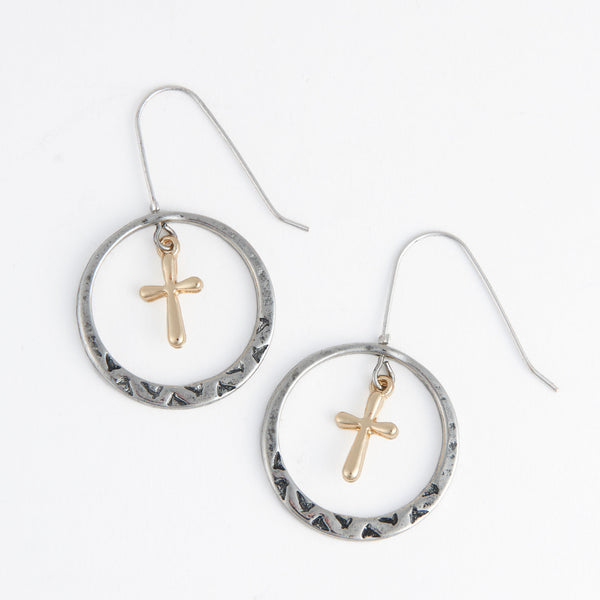 Drop Earrings Wild Spirit Western Ring Gold Cross Charm