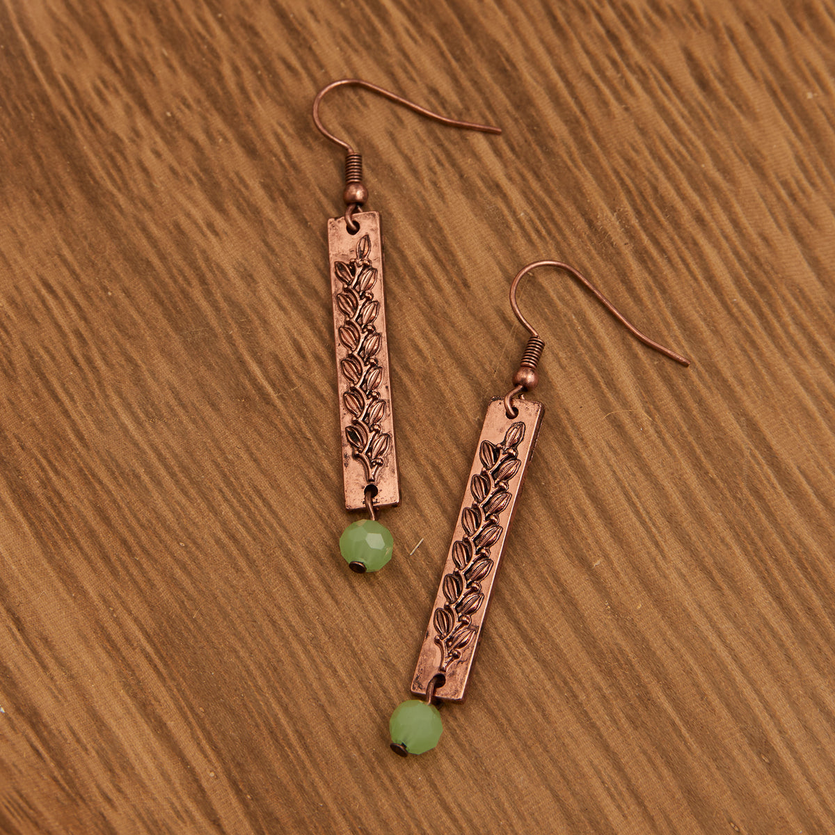 Drop Earrings Wild Spirit Western Textured Copper Bar