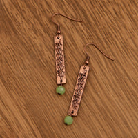 Drop Earrings Wild Spirit Western Textured Copper Bar