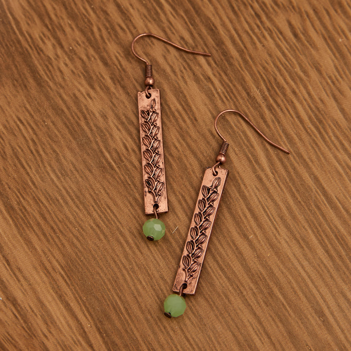 Drop Earrings Wild Spirit Western Textured Copper Bar