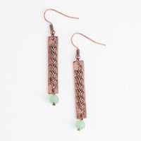 Drop Earrings Wild Spirit Western Textured Copper Bar
