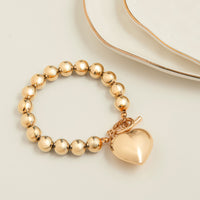 Toggle Bracelet Jacey Silver Chunky Beaded Gold Heart Charm