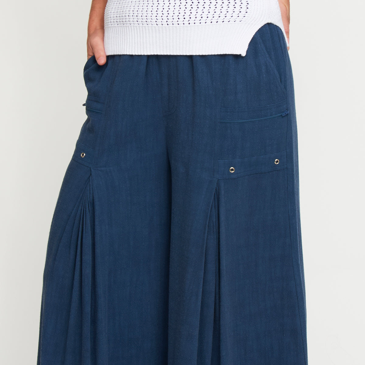 Pants Wide Leg Afton Linen Blend Side Zipper Pockets