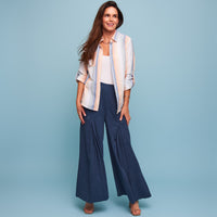 Pants Wide Leg Afton Linen Blend Side Zipper Pockets