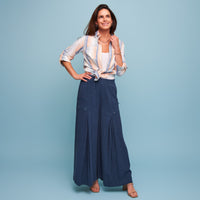 Pants Wide Leg Afton Linen Blend Side Zipper Pockets