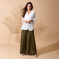 Pants Wide Leg Afton Linen Blend Side Zipper Pockets