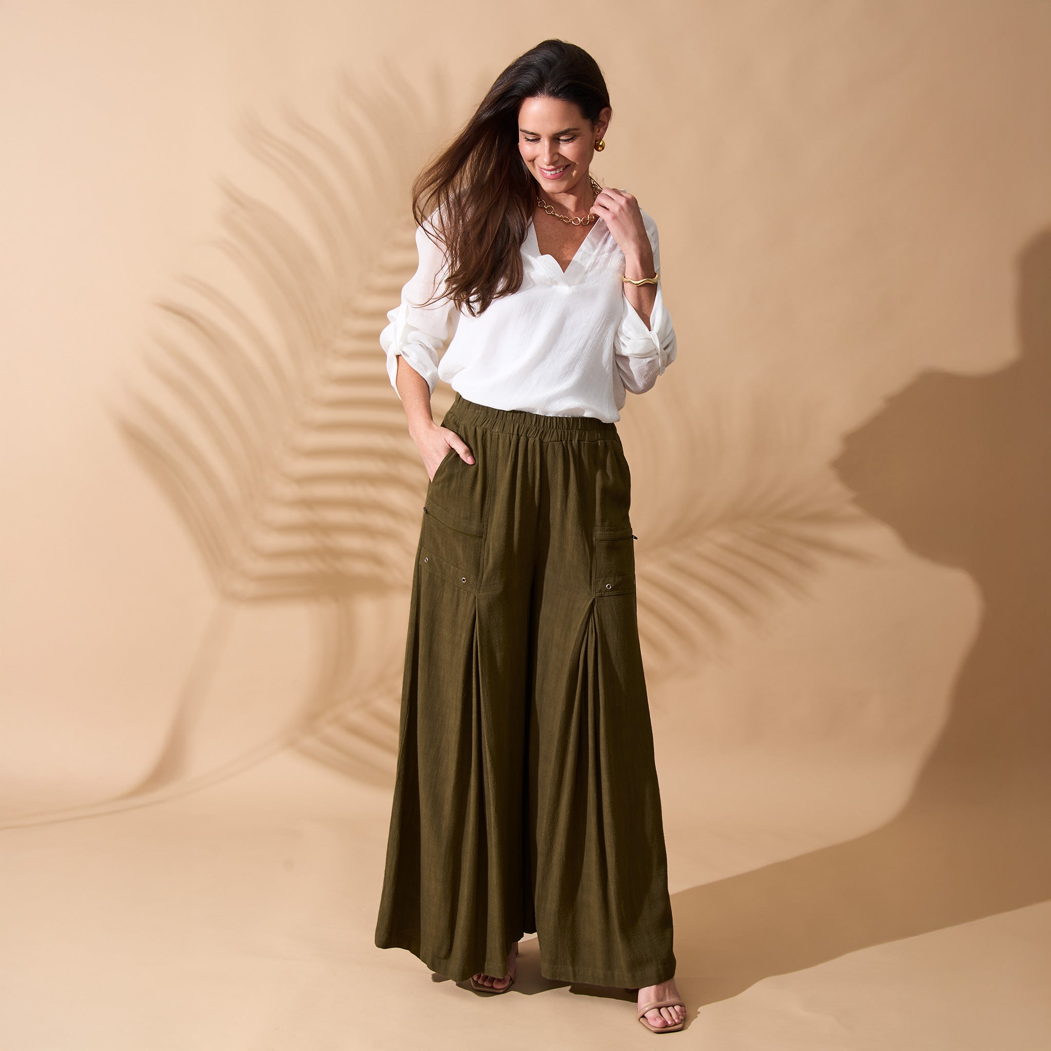 Pants Wide Leg Afton Linen Blend Side Zipper Pockets – Elsie & Zoey
