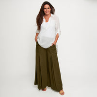 Pants Wide Leg Afton Linen Blend Side Zipper Pockets