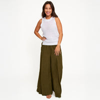 Pants Wide Leg Afton Linen Blend Side Zipper Pockets