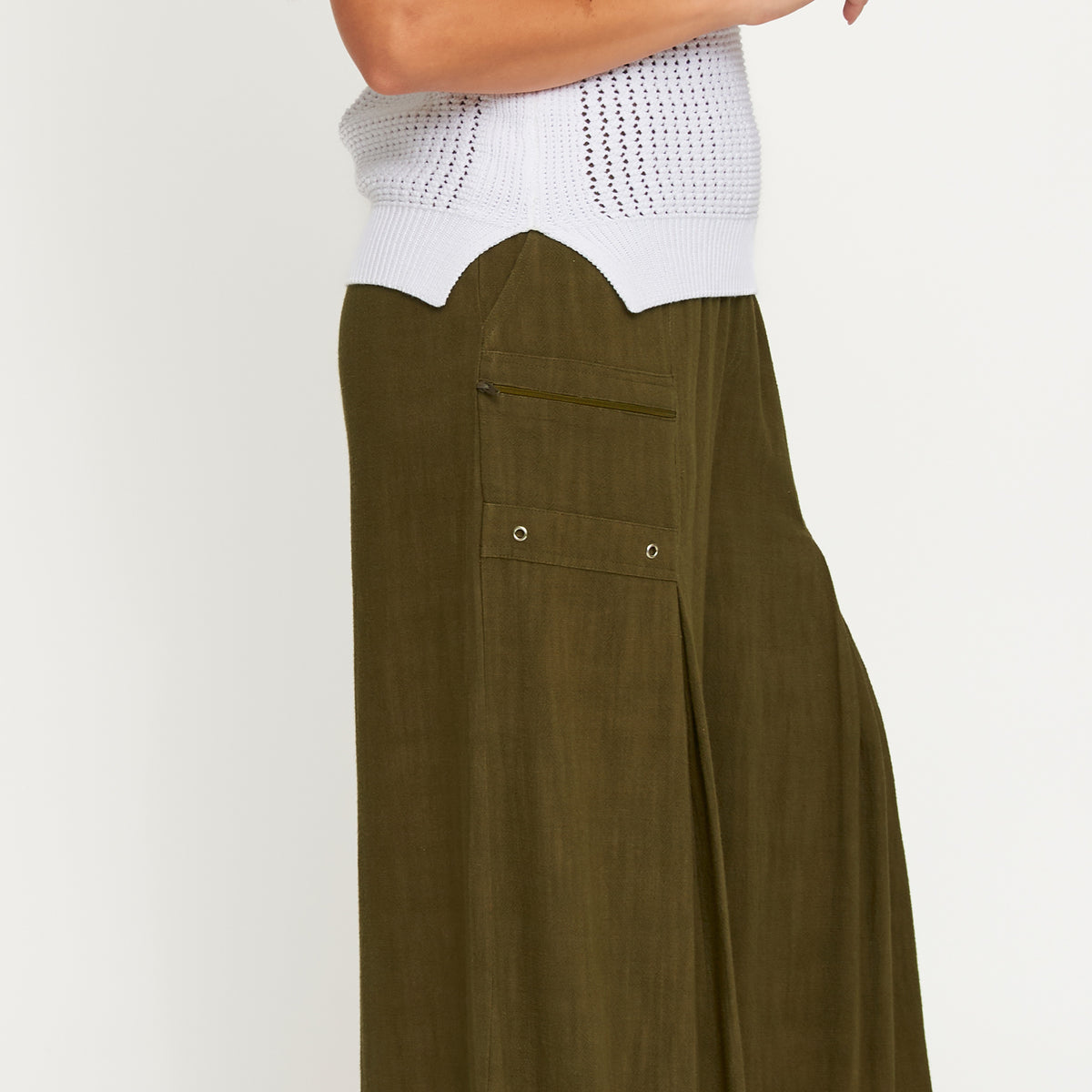 Pants Wide Leg Afton Linen Blend Side Zipper Pockets