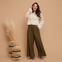 Pants Wide Leg Afton Linen Blend Side Zipper Pockets