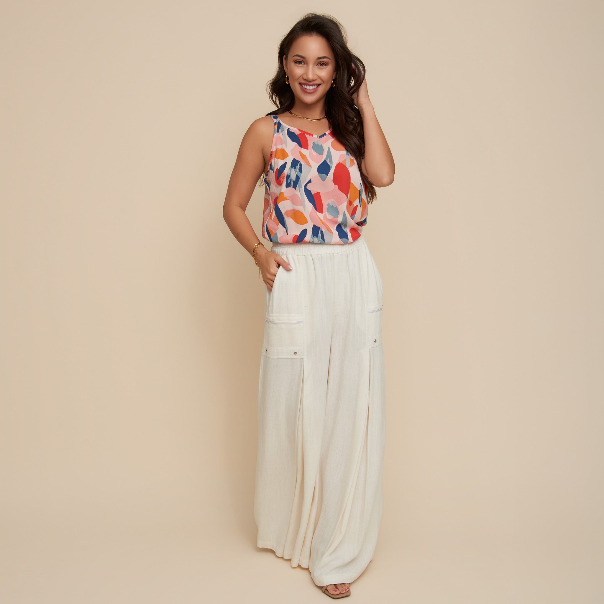 Pants Wide Leg Afton Linen Blend Side Zipper Pockets – Elsie & Zoey