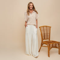 Pants Wide Leg Afton Linen Blend Side Zipper Pockets