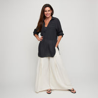 Pants Wide Leg Afton Linen Blend Side Zipper Pockets