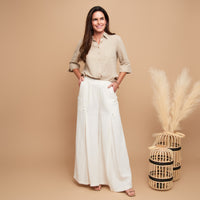 Pants Wide Leg Afton Linen Blend Side Zipper Pockets