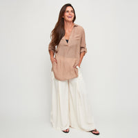 Pants Wide Leg Afton Linen Blend Side Zipper Pockets