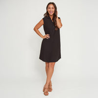Sleeveless Dress Camille Collared Button V-Neck with Pockets