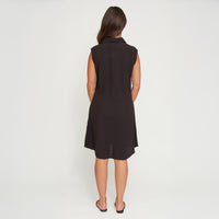 Sleeveless Dress Camille Collared Button V-Neck with Pockets