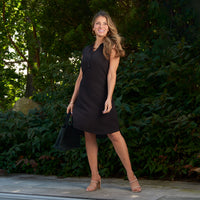 Sleeveless Dress Camille Collared Button V-Neck with Pockets