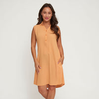 Sleeveless Dress Camille Collared Button V-Neck with Pockets