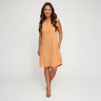 Sleeveless Dress Camille Collared Button V-Neck with Pockets