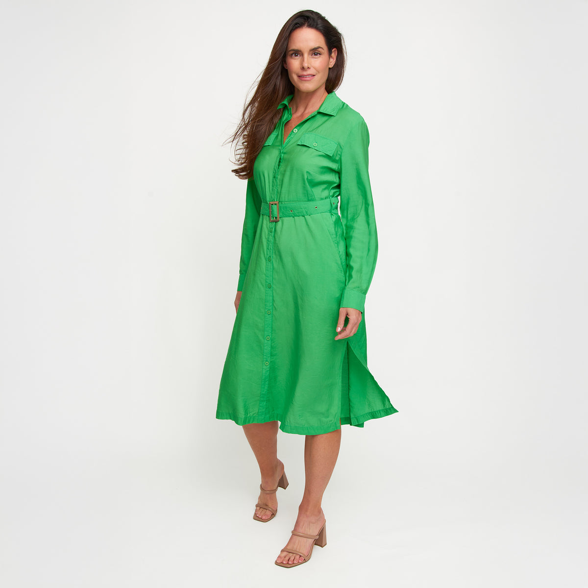Maxi Dress Savana Long Sleeve Button Front with Pockets