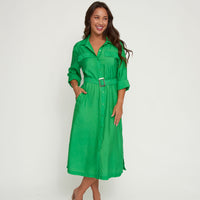 Maxi Dress Savana Long Sleeve Button Front with Pockets