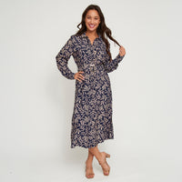 Maxi Dress Savana Long Sleeve Button Front with Pockets