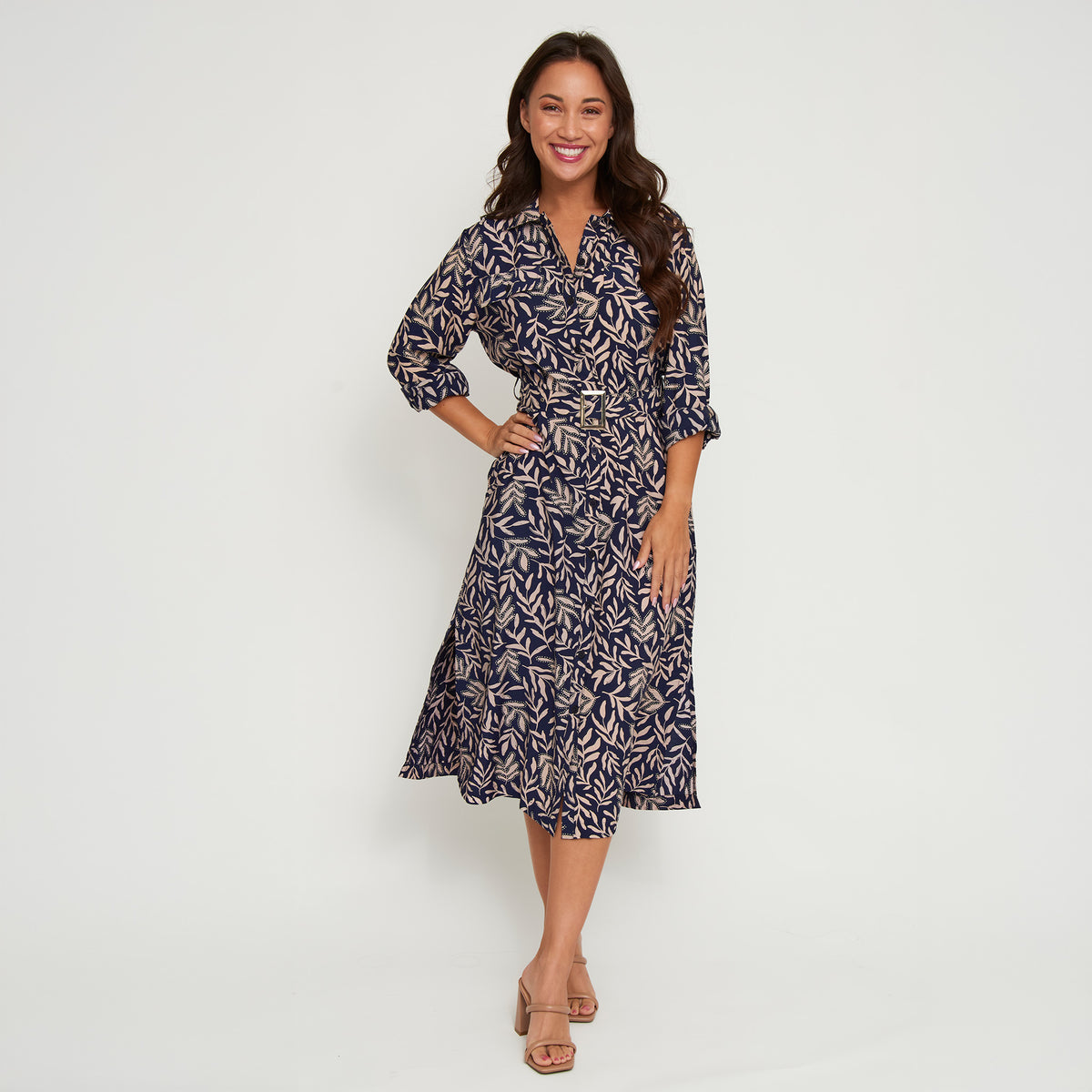 Maxi Dress Savana Long Sleeve Button Front with Pockets