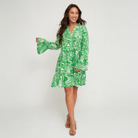 Midi Dress Elia Long Bell Sleeve V-Neck Tiered Skirt