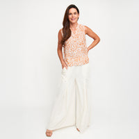 Tank Top Rhea Printed Sleeveless V-Neck Button Placket