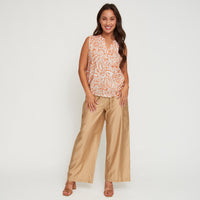 Tank Top Rhea Printed Sleeveless V-Neck Button Placket