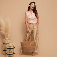 Tank Top Rhea Printed Sleeveless V-Neck Button Placket