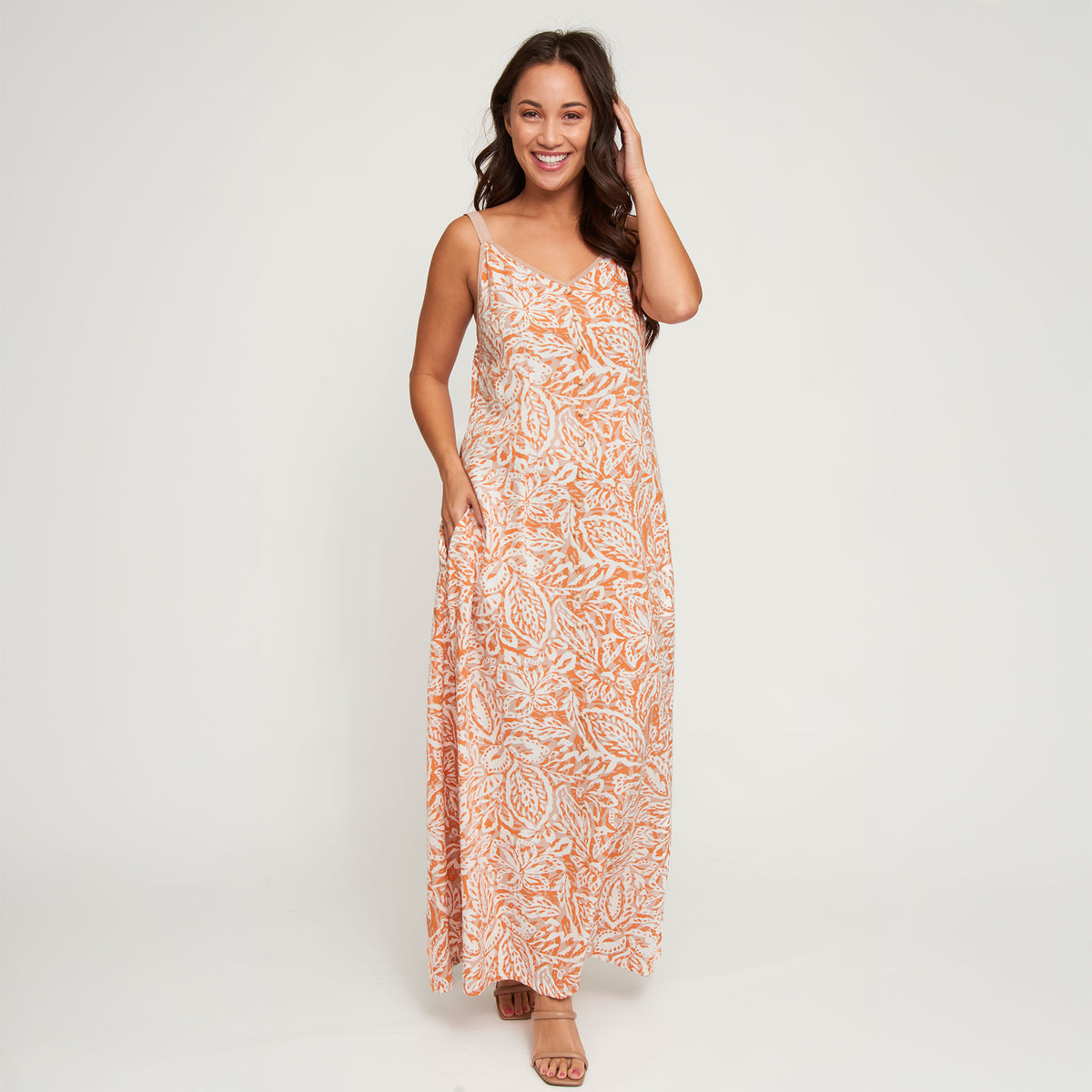 Maxi Dress Sorelle Adjustable Straps with Pockets