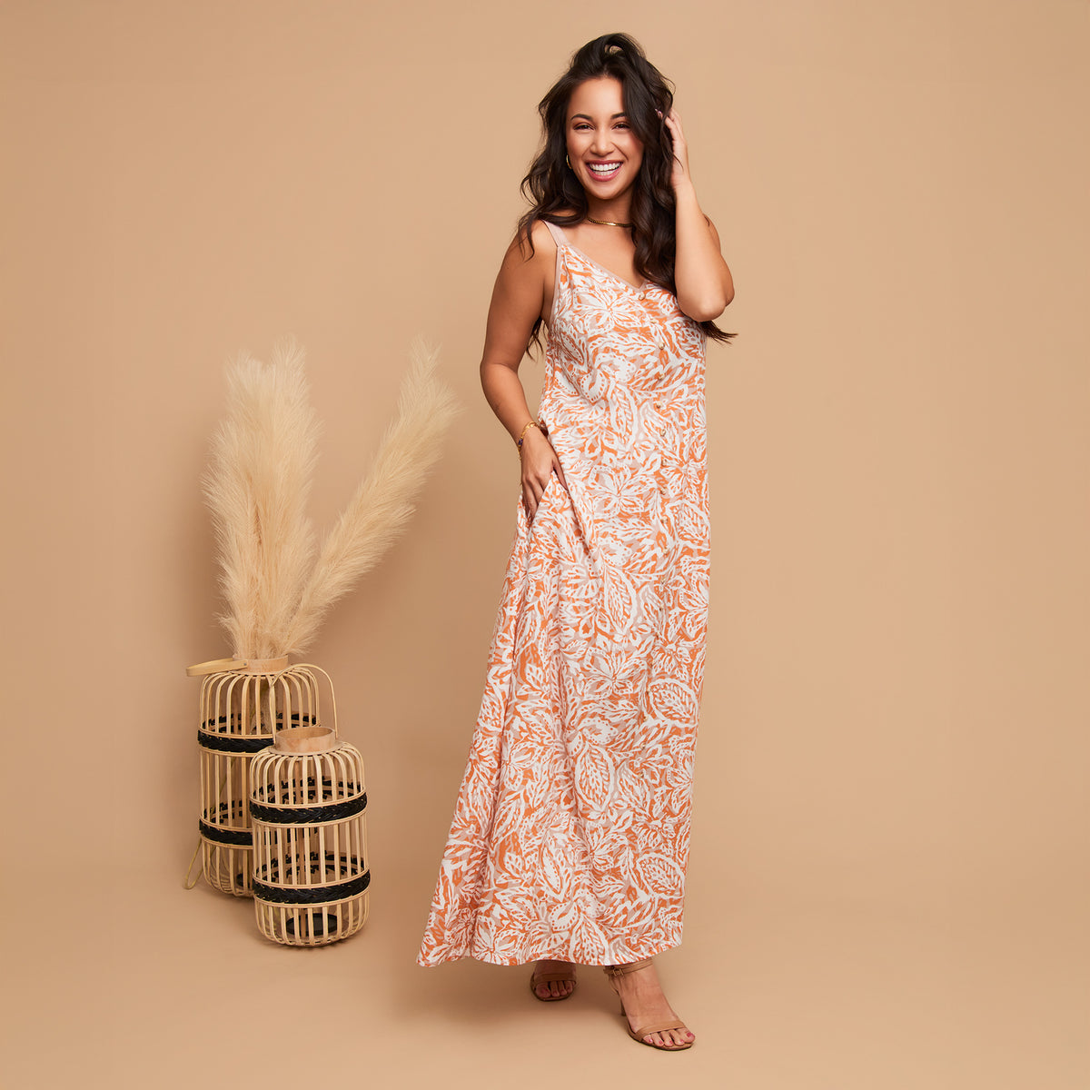 Maxi Dress Sorelle Adjustable Straps with Pockets