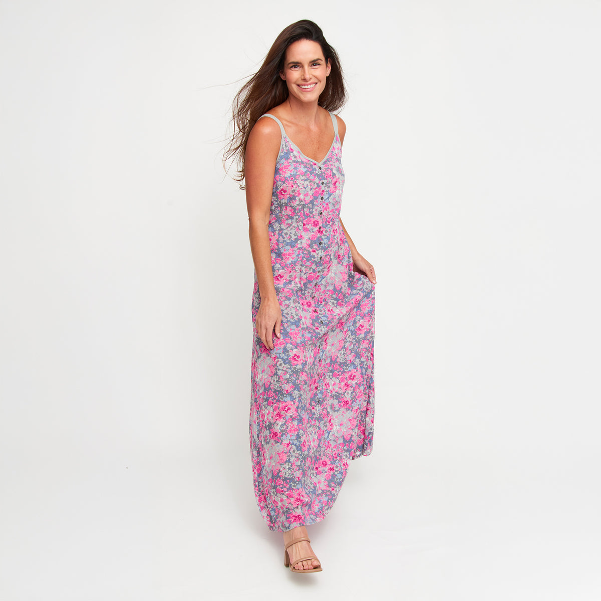 Maxi Dress Sorelle Adjustable Straps with Pockets
