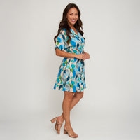 Shirt Dress Ayla Short Sleeve V-Neck Tie Waist with Pockets