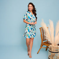 Shirt Dress Ayla Short Sleeve V-Neck Tie Waist with Pockets