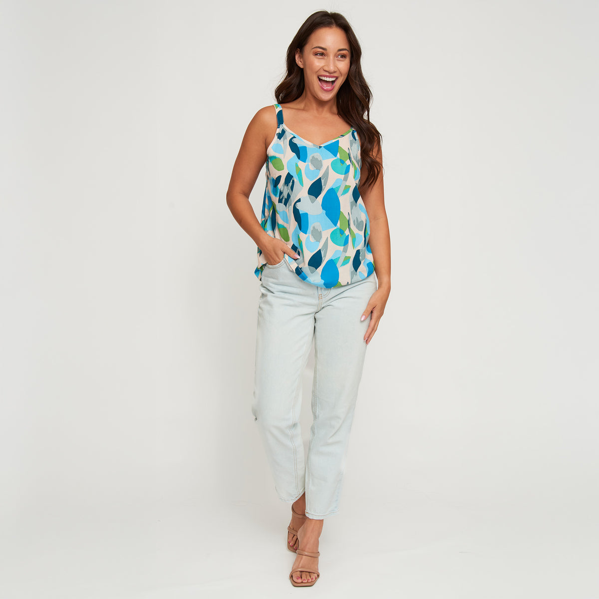 Tank Top Ayla Adjustable Wide Strap Patterned Shirt