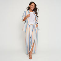 Button Up Shirt Wynn Striped Long Sleeve Collared Top