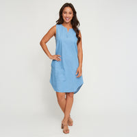 Denim Dress Ellis 100% Cotton Sleeveless V-Neck with Pockets