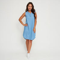 Denim Dress Ellis 100% Cotton Sleeveless V-Neck with Pockets