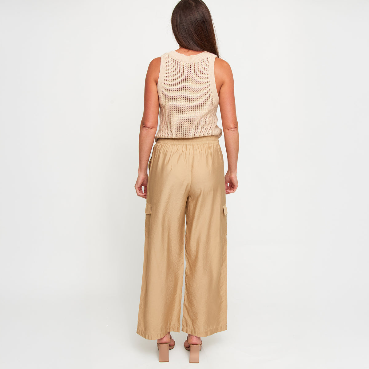 Cargo Pant Laine Wide Leg Elastic Tie Waist with Pockets